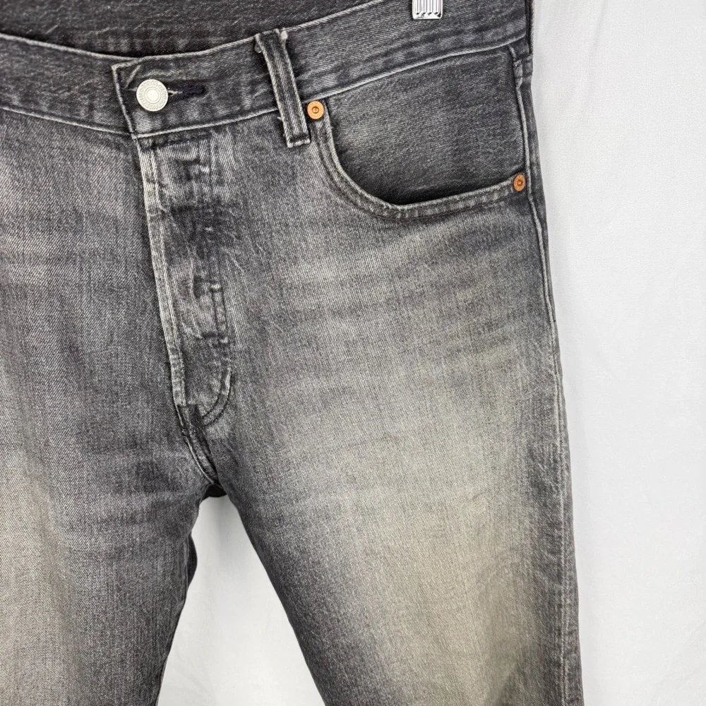 Levi's 501 Premium Faded Black Button Fly Straight Jeans 34x30 Vintage Inspired